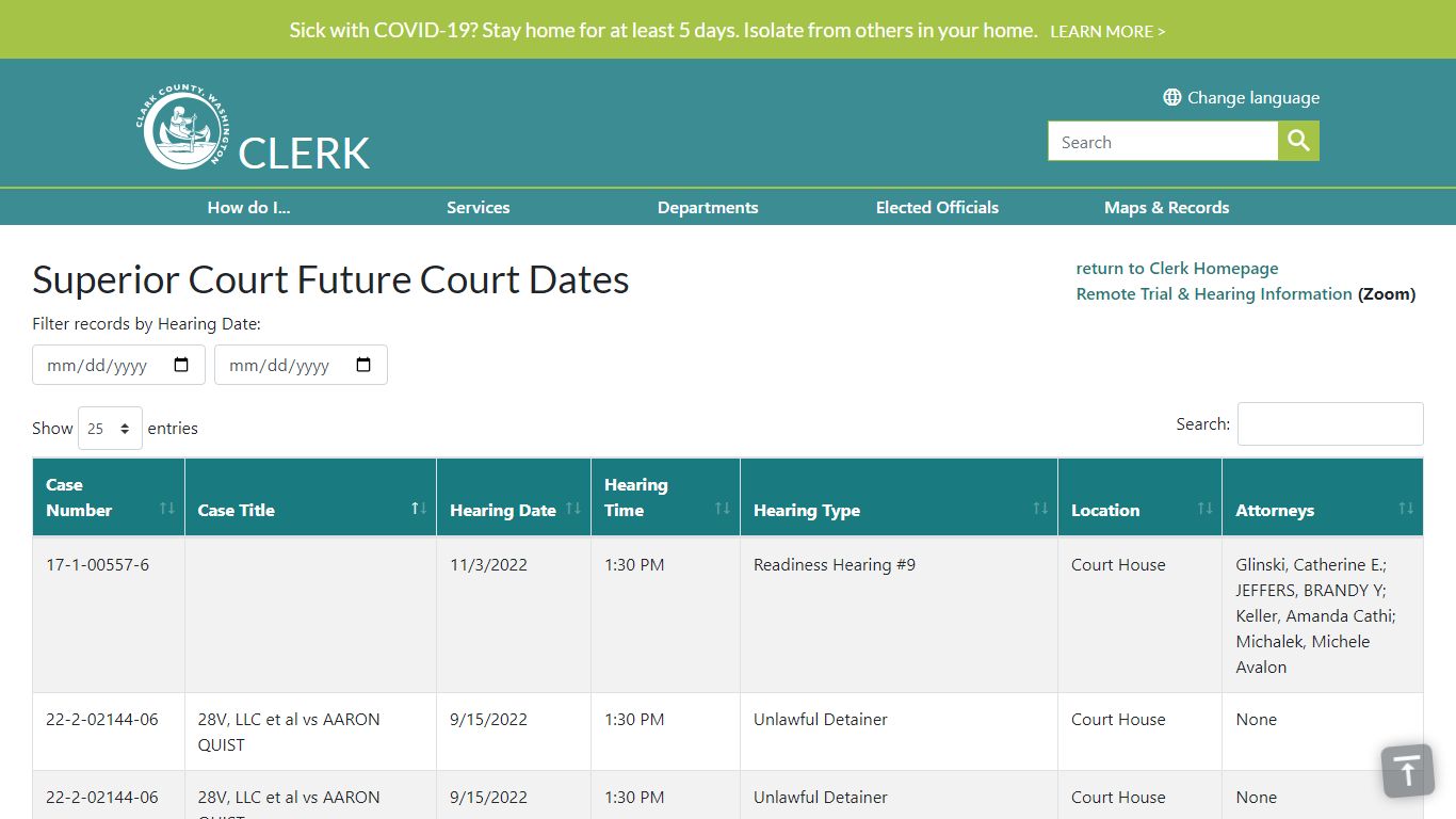 Superior Court Future Court Dates | Clark County - Clark County, Washington